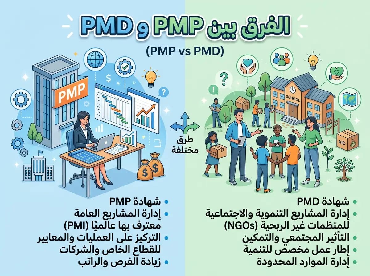 الفرق بين pmp و pmd وأهم الفروقات في إدارة المشاريع