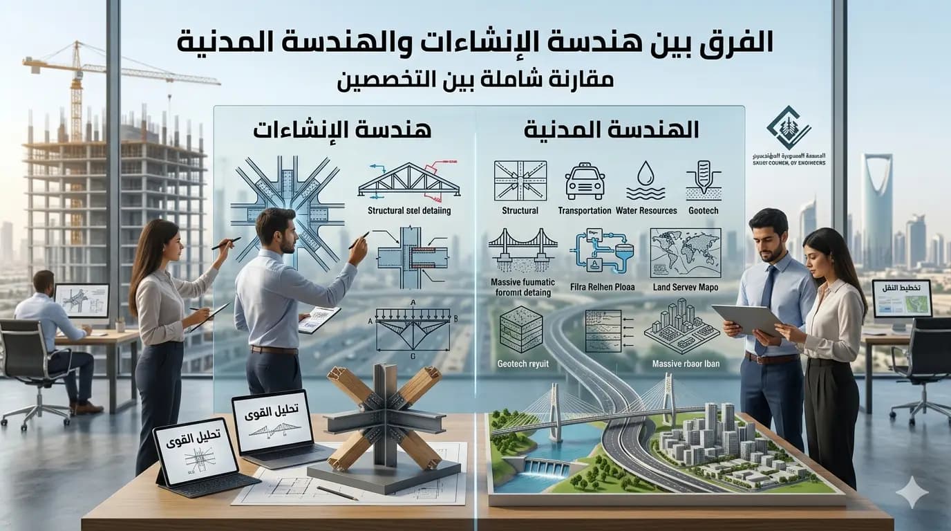الفرق بين هندسة الانشاءات والهندسة المدنية بالتفصيل